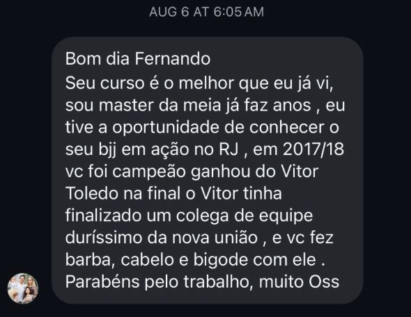 Depoimento de aluno do Masters da Meia