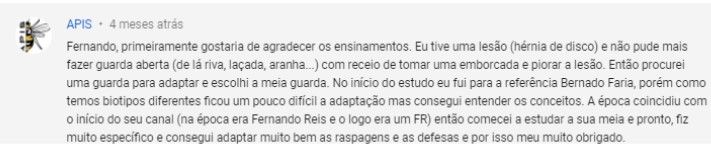Depoimento de aluno do Masters da Meia