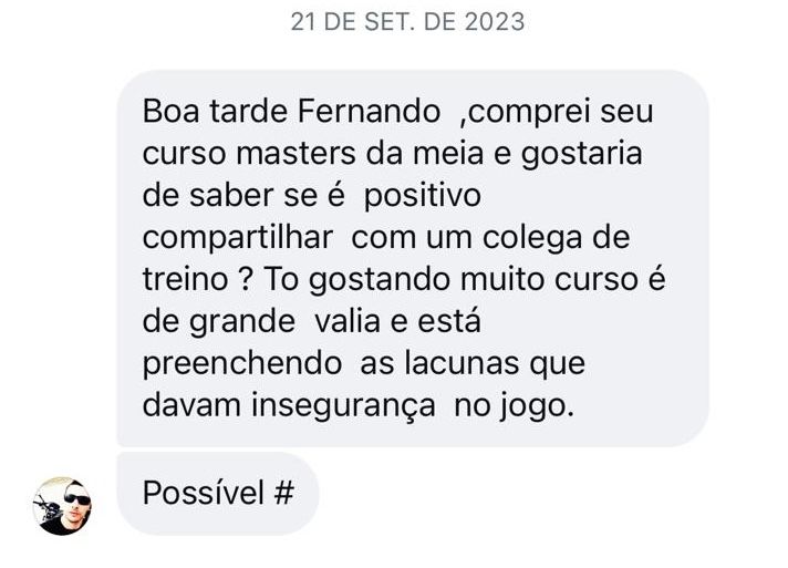 Depoimento de aluno do Masters da Meia