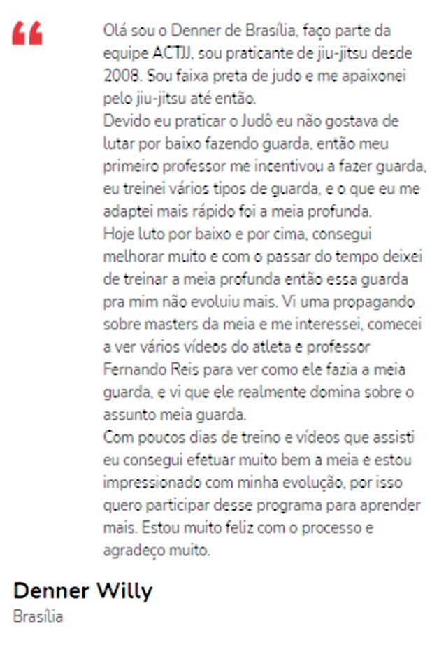 Depoimento de aluno do Masters da Meia